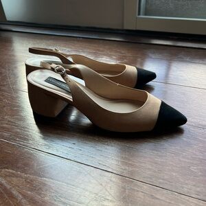 Steve Madden Tan and Black Slingback Heels